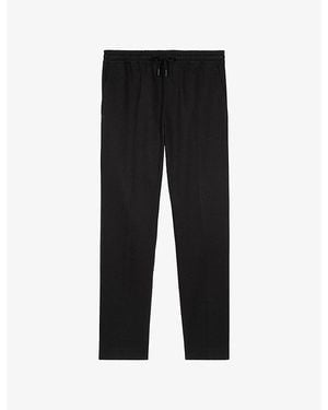 The Kooples Mid-Rise Straight-Leg Cotton Trousers - Black