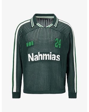 NAHMIAS Brand-Motif Long-Sleeve Cotton Football Top - Green