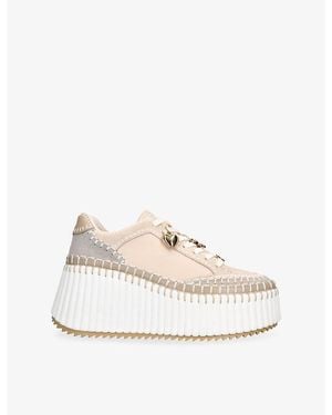 Chloé Nama Logo-Charm Leather Sneakers - Natural