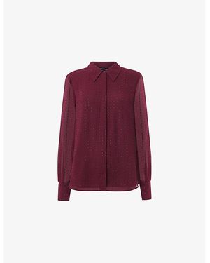 Whistles Hot Fix Diamante-Embellished Woven Blouse - Red