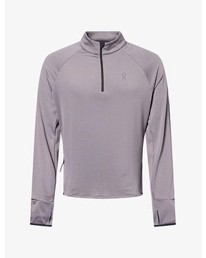 On Shoes Climate Lg-Sleeve Stretch-Woven Shirt - Purple