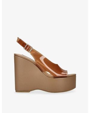 Steve Madden Scorcher Vinyl Wedge Sandals - Brown