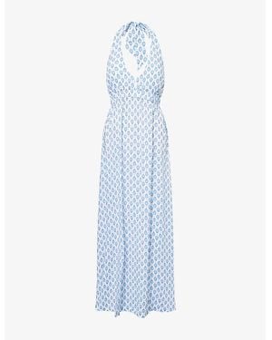 Heidi Klein La Croissette Halterneck Woven Maxi Dress - Blue
