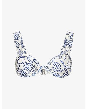 Jonathan Simkhai Anniston Ruched Bikini Top - Blue