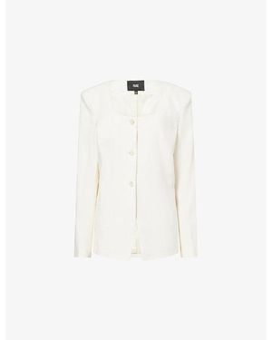 PAIGE Edina Scoop-Neck Woven Blazer - White