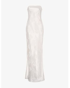 OMNES Sicily Floral-Print Satin Maxi Dress - White