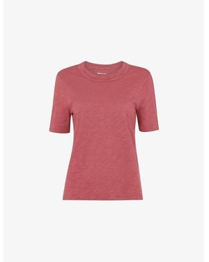 Whistles Rosa Double-Trim Regular-Fit Cotton T-Shirt - Red