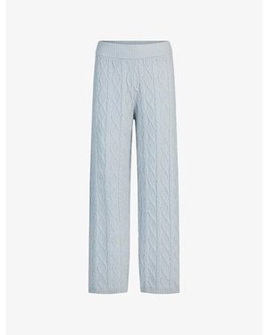 Skims Cable-Knit Straight Leg Trousers - Blue