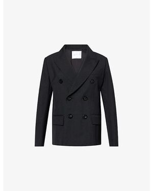 Sacai Peak-Lapels Pleated Woven Jacket - Blue