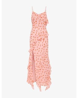OMNES Thora Abstract Ditsy Floral Chiffon Maxi Dress - Pink