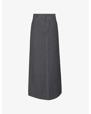 Frankie Shop Malvo Long Woven Pencil Skirt - Gray
