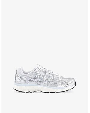 Nike P-6000 Leather And Mesh Low-Top Trainers - White
