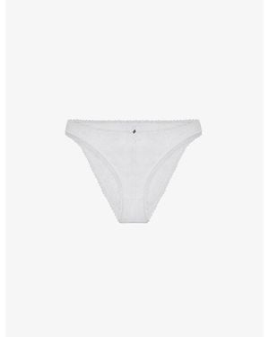 Cou Cou Intimates Pointelle High-Rise Organic-Cotton Briefs - White