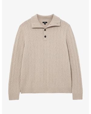 Reiss Littleton Stitch-Detail Wool Jumper - Natural