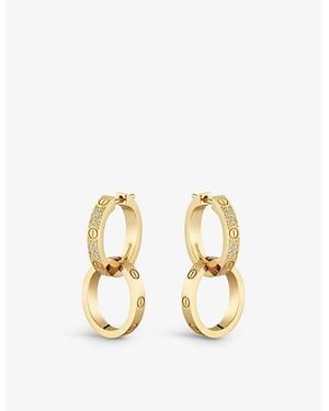 Cartier Love 18Ct- And 0.13Ct Diamond Hoop Earrings - Metallic