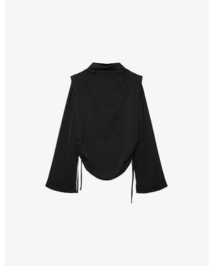 AllSaints Leslie Draped Long-Sleeve Woven Top - Black