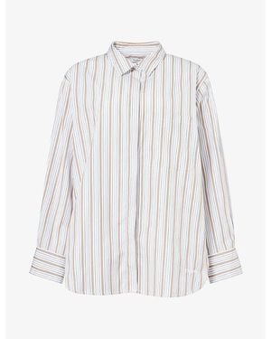 Stylein Jansell Striped Button-Up Cotton Shirt - White