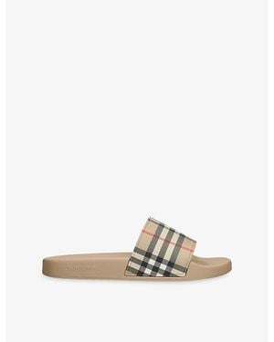 Burberry Furley Checked Rubber Sliders - Natural