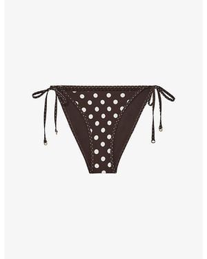 Reiss Hennel Polka-Dot Bikini Bottoms - Black