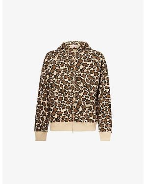 ICECREAM Leopard-Print Zip-Through Cotton-Jersey Hoody - Natural