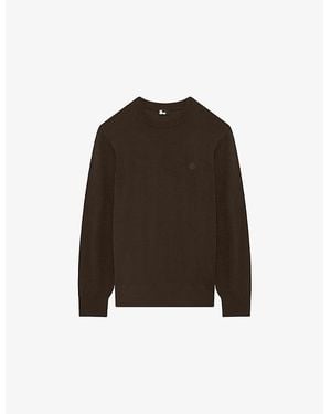 The Kooples Brand-Embroidered Relaxed-Fit Wool Jumper - Brown