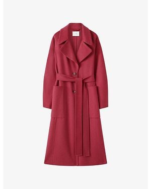 JOSEPH Spencer Belted-Waist Wool And Cashmere Coat - Red