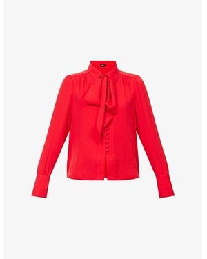 ME+EM Layering Tie Silk Shirt - Red
