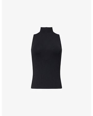 ME+EM High-Neck Sleeveless Stretch-Jersey Top - Blue