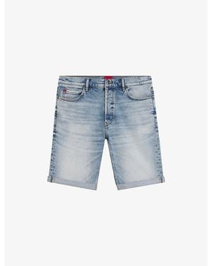 HUGO Tapered-Fit Mid-Rise Stretch-Denim Shorts - Blue