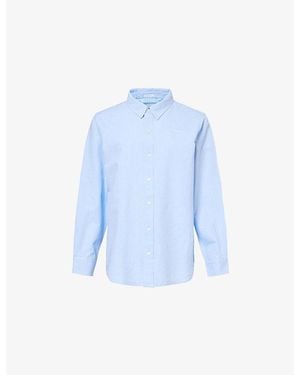 Mother The Bestie Logo-Embroidered Cotton Shirt - Blue