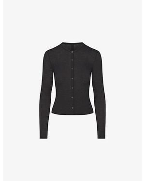 Skims Sheer Modal Jersey Cardigan - Black