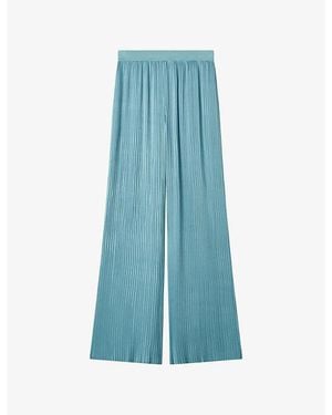 JOSEPH Amber Pleated Satin Trousers - Blue