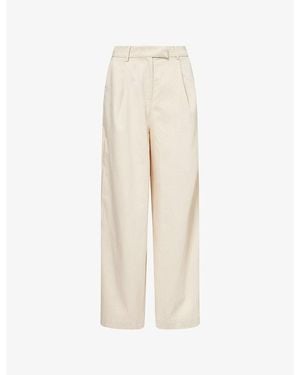Odd Muse High-Rise Wide-Leg Cotton-Blend Trousers - Natural