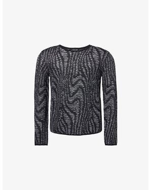 Giorgio Armani Round-Neck Knitted Cotton-Blend Jumper - Blue