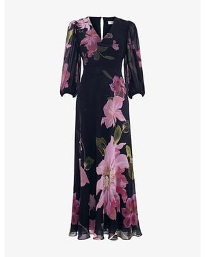 Phase Eight Betty Floral-Print Long-Sleeve Woven Maxi Dress - Blue