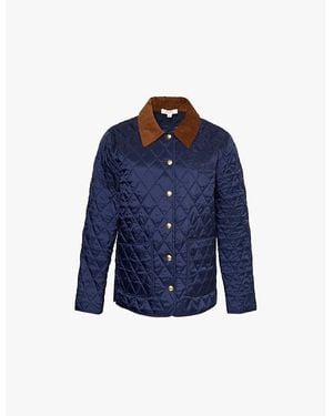 Sporty & Rich Ivy Contrast-Collar Quilted Shell Jacket - Blue