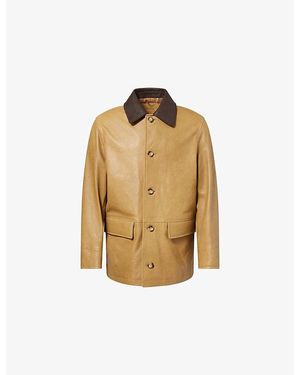 GANT Decker Contrast-Collar Leather Jacket - Metallic