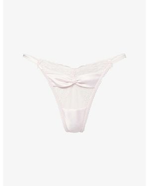Lounge Underwear Attract Bow Lace Thong - White