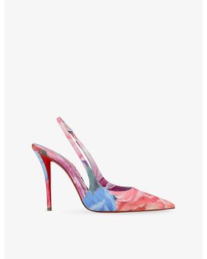 Christian Louboutin Miss Z 100 Peonies Slingback Leather Court Shoes - Pink