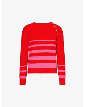 Aspiga Rhia Striped Cotton And Cashmere-Blend Knitted Jumper - Red