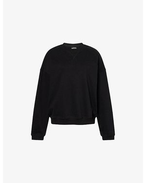 Ru & Rocka Travel Brand-Logo Cotton Sweatshirt - Black