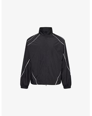 Jaded London Micro Fiber Contrast-Piping Shell Track Jacket - Blue