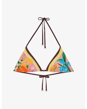 Reiss Tina Tropical-Print Bikini Top - White