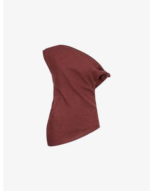 WE Are Tala Asymmetric Soft Linen-Blend Top - Red