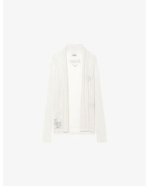 Zadig & Voltaire Robyn Rhinestone-Embellished Cashmere Cardigan - White