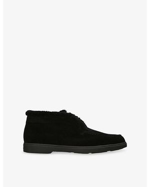 Santoni Fortune Suede Ankle Boots - Black