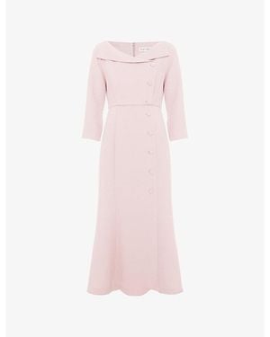 Phase Eight Sienna V-Neck Tuxedo Woven Midi Dress - Pink