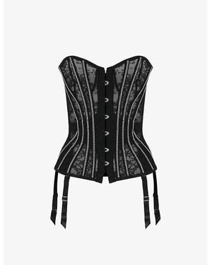 Agent Provocateur Caitriona Crystal-Embellished Lace And Tulle Corset - Black