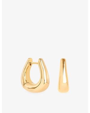 Astrid & Miyu Horseshoe Medium 18Ct-Plated Brass Hoop Earrings - Metallic