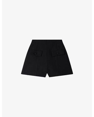 Sandro Patch-Pocket High-Rise Wool Shorts - Black